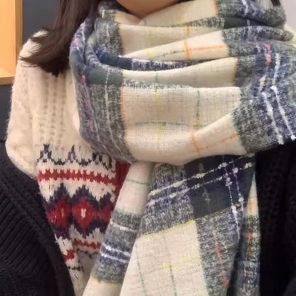 Retro koreanischen Stil Damen Schal Winter warm Quastenbesatz Nachahmung Kaschmir Schal Wrap Polyester frisch süß cremiger Stil So ist Leben