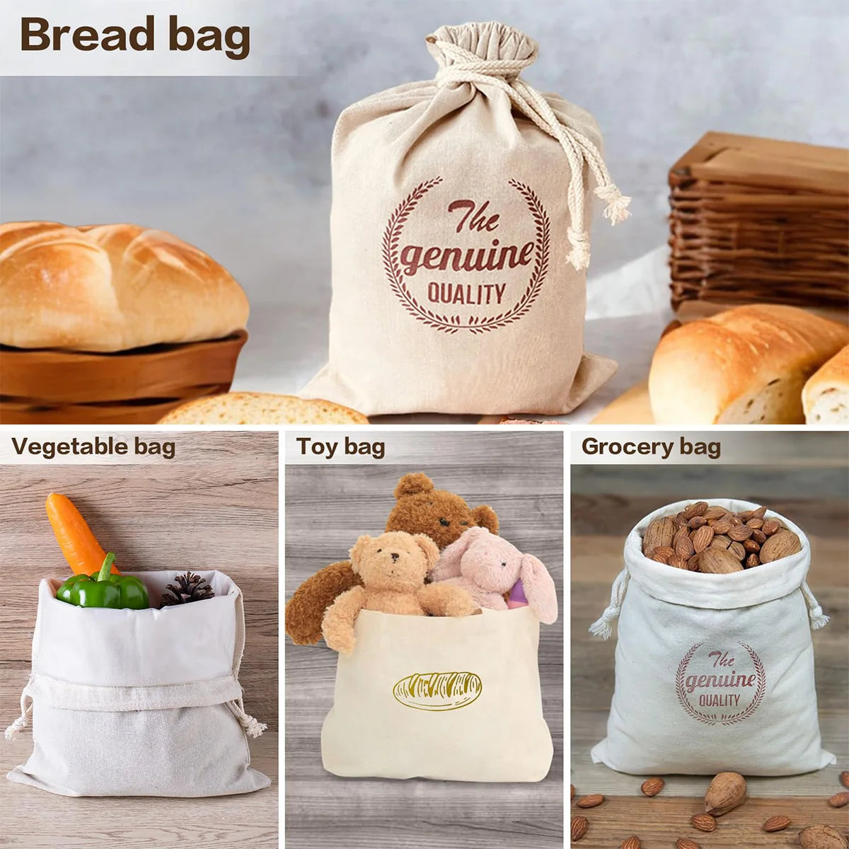 Leinen Brotbeutel Set für frische Aufbewahrung