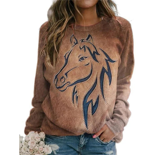 Herbst Pferd Sweatshirts Tier 3D Druck Hoodies Frauen Mode Langarm Y2k Hoodie Übergroßen Pullover Tops Weibliche Kleidung So ist Leben