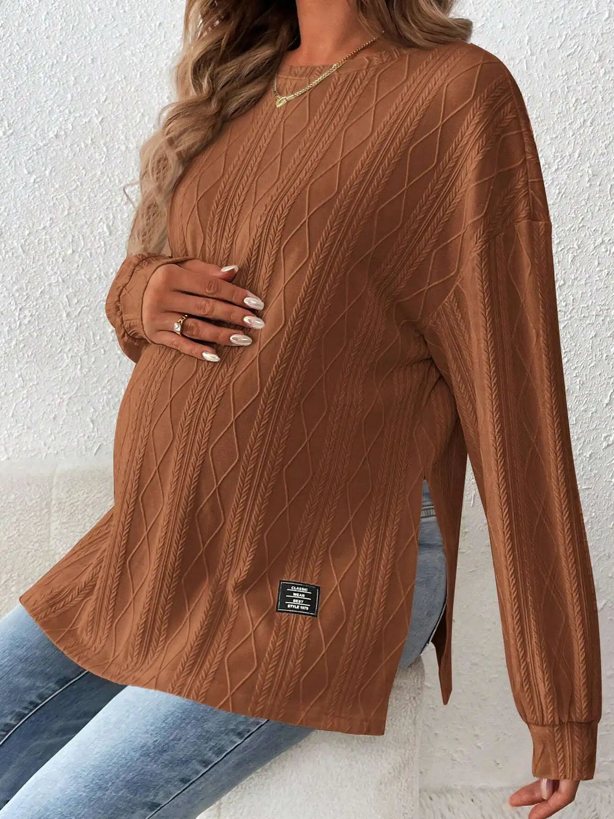 Umstandskleidung für Schwangere, Schwangerschaftskleidung, Rundhals-Langarmshirt für Schwangere, bequemes T-Shirt So ist Leben