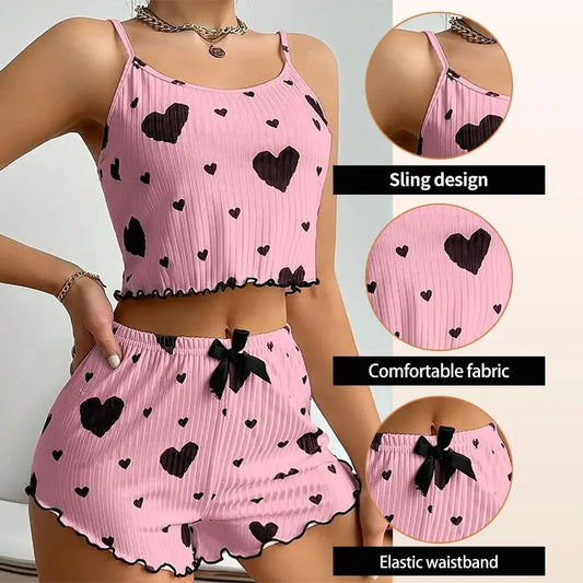 Lässige, weiche, kurze Nachtwäsche-Tanktops mit Liebesdruck - So ist Leben