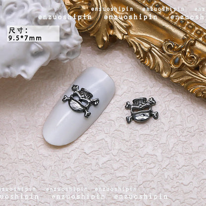 40PCS Dark Alloy Nail art Charms Schädel Bogen Skelett Palm Sinister Zubehör Für Halloween Nägel Dekoration Maniküre Liefert So ist Leben