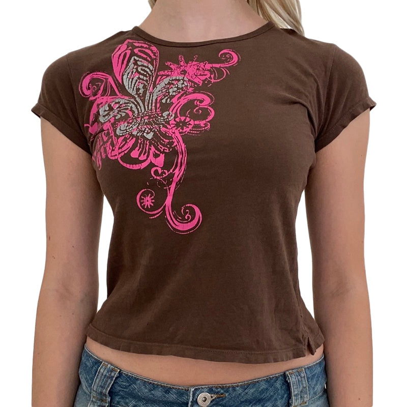 Y2k Fairy Grunge Shirt Top für Damen Kurzarm Vintage Grafik Crop Tee Top Ästhetische Goth Grunge Kleidung Streetwear So ist Leben