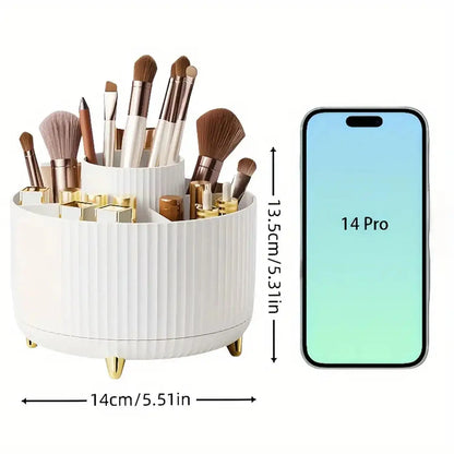 360 °   Rotierender Make-up-Organizer – 1 Stück Kunststoff-Kosmetikaufbewahrung mit 5 Fächern – multifunktionaler Halter für Pinsel So ist Leben