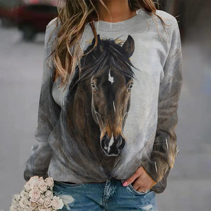 Herbst Pferd Sweatshirts Tier 3D Druck Hoodies Frauen Mode Langarm Y2k Hoodie Übergroßen Pullover Tops Weibliche Kleidung So ist Leben