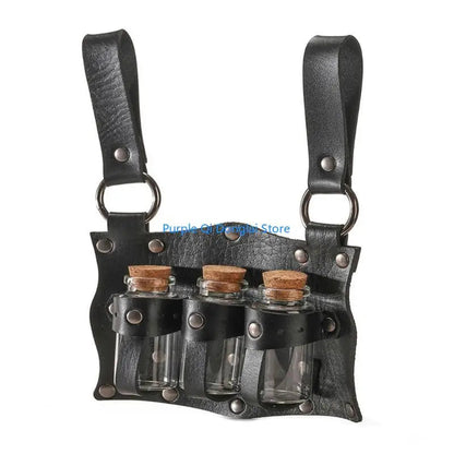 L21E Alchemist Belt Steampunk Kostüm PU Ledertrankträger Magics Flügelhalte So ist Leben