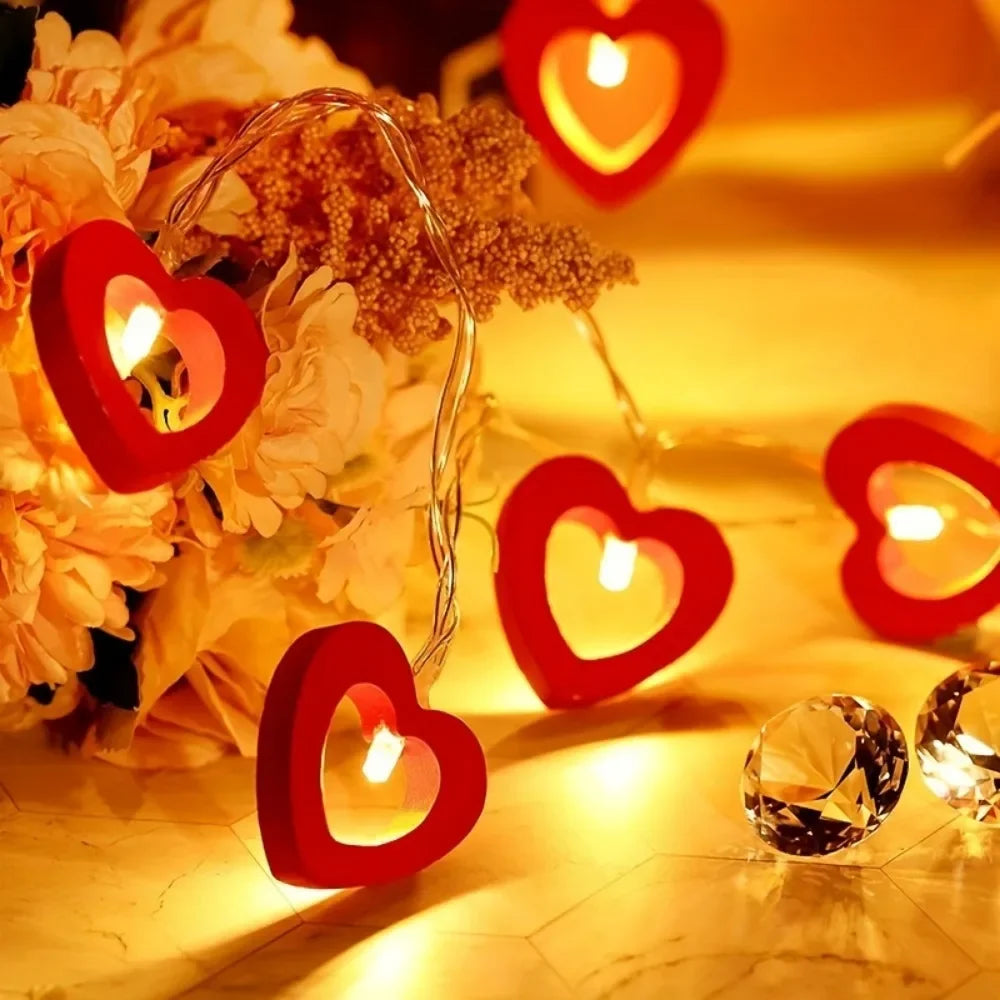 LED Herzförmige Lichterkette - Valentinstag Feenlicht Girlande Deko - Innen Schlafzimmer Kinderzimmer Plastik Kompakte Größe - Warmes Licht So ist Leben