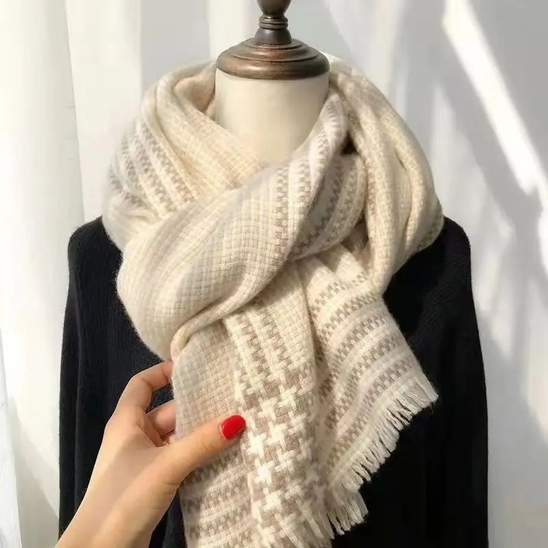 Retro koreanischen Stil Damen Schal Winter warm Quastenbesatz Nachahmung Kaschmir Schal Wrap Polyester frisch süß cremiger Stil So ist Leben