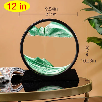 1 Stück 3D Runde Glas-Sanduhr mit Beweglichem Sand, Sandlandschaften als Heimdekoration, Einzigartiges Schreibtisch-Dekor - Bewegliche Sanduhr So ist Leben