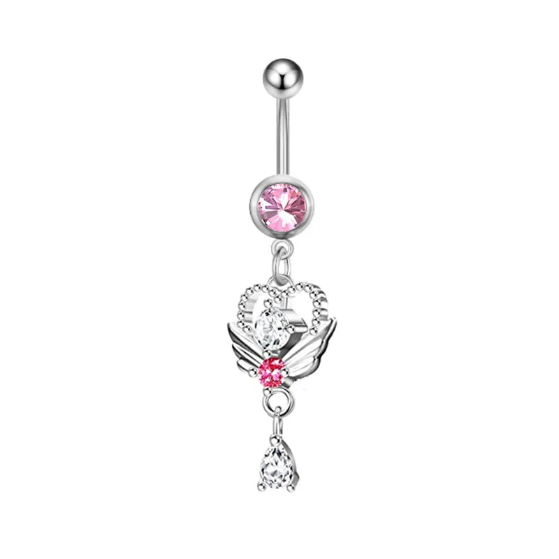 Herzförmiger Nabelring Ornament Wassertropfen 14G Bauchnabelpiercing Langhantel Anhänger Bauch Nombril Piercing Damenschmuck So ist Leben