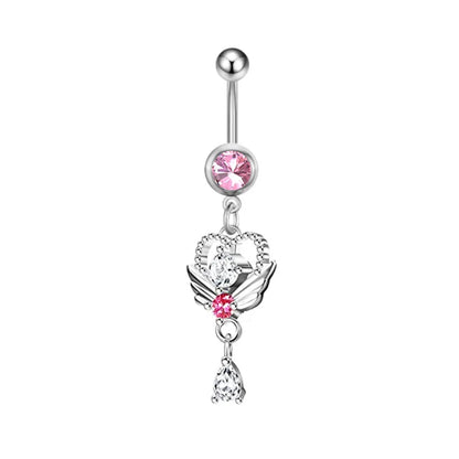 Herzförmiger Nabelring Ornament Wassertropfen 14G Bauchnabelpiercing Langhantel Anhänger Bauch Nombril Piercing Damenschmuck So ist Leben