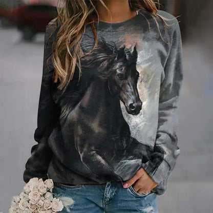 Herbst Pferd Sweatshirts Tier 3D Druck Hoodies Frauen Mode Langarm Y2k Hoodie Übergroßen Pullover Tops Weibliche Kleidung So ist Leben