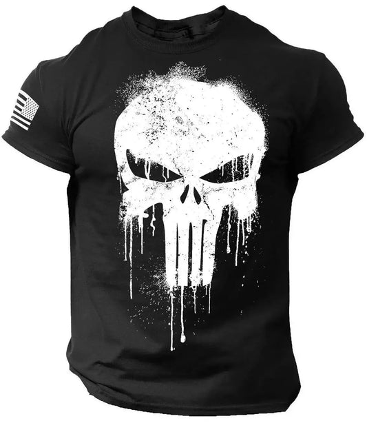 T-Shirt mit 3D-Druck im Militärstil mit patriotischem Totenkopf - So ist Leben