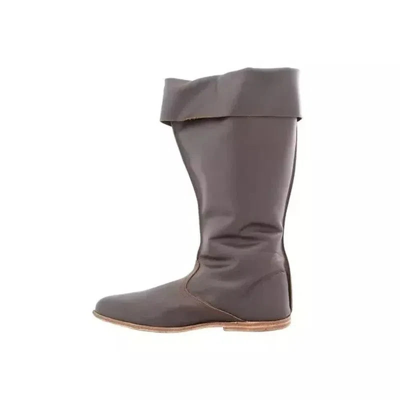 Mittelalterliche Renaissance-Lederhohe Stiefel für Männer und Frauen, halbe Haddock-Schuhe, Piratenkostüm, Retro-Schneestiefel mit klobigem Absatz und langen Schneestiefeln So ist Leben