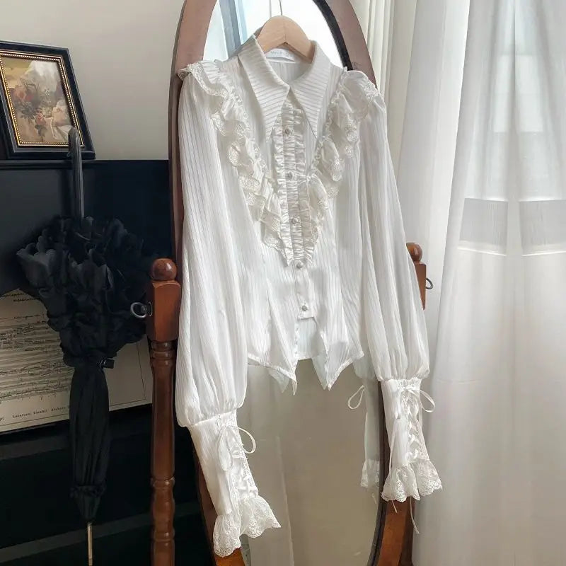 Japanische Kawaii Lolita Blusen Frauen Viktorianischen Vintage Laterne Hülse Shirts Tops Y2k Ästhetischen Cospaly JK Blusas Mujer De Moda - So ist Leben