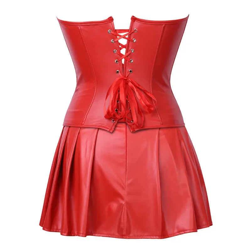 Sexy Lederkleider Korsetts Rock Overbust Burlesque Frontreißverschluss Gothic Punk Steampunk Bustier Schnürung Kunststoffknochen Korsett So ist Leben
