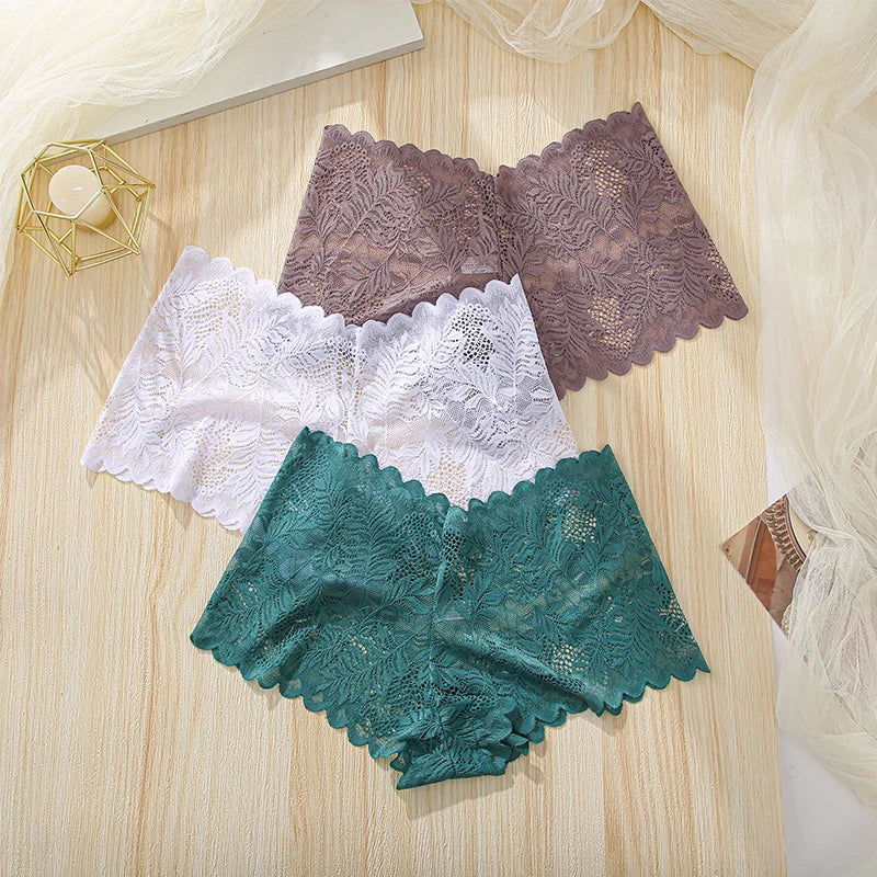 3Pcs Frauen Höschen Sexy Spitze Weibliche Unterhose Plus Größe Unterwäsche Große Größe Leichte Nahtlose Niedrigen Taille Slips Atmungsaktiv So ist Leben