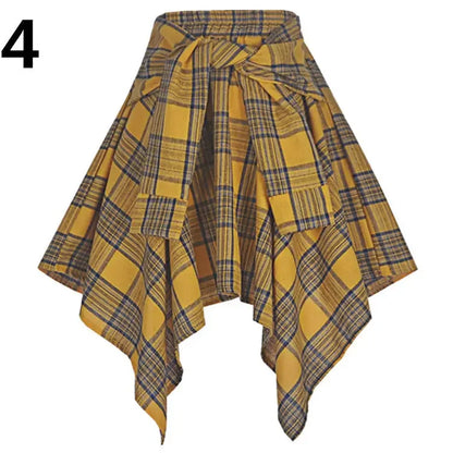 Plaid Rock Frauen Plissee Schnür Krawatte Minirock y2k Streetwear Harajuku Vintage unregelmäßige Sport Straße Frauen Furz Vorhang So ist Leben