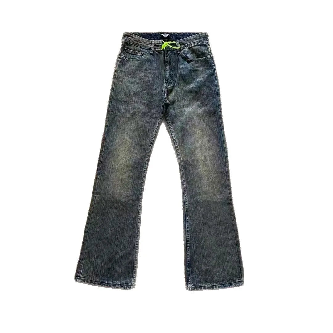 Paris Haute Couture Week Bootcut Jeans aus Bambus-Baumwolle mit verwaschenem Schlamm-Färbeeffekt und Micro-Flare-Schnitt im amerikanischen High-Street-Retro-Stil So ist Leben