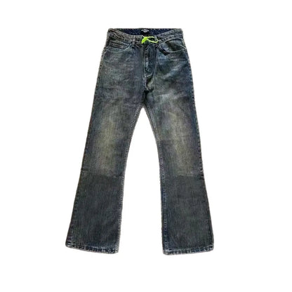 Paris Haute Couture Week Bootcut Jeans aus Bambus-Baumwolle mit verwaschenem Schlamm-Färbeeffekt und Micro-Flare-Schnitt im amerikanischen High-Street-Retro-Stil So ist Leben