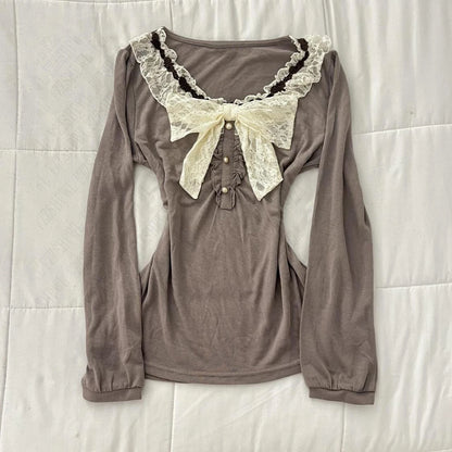 Süße ästhetische Y2K Frau süße Kleidung Maiden T-Shirt Emo weibliche Pullover weiche schöne Henley Tops Kokette Kawaii Harajuku T-Shirt So ist Leben