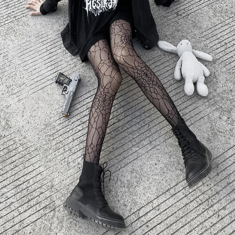 Klassische Lolita Höhlte Heraus Spitze Mesh Strümpfe Mit Flachem Boden Strumpfhosen Frauen Sexy Japanische Mädchen Gothic Punk Retro Spinne Web Strumpfhosen So ist Leben