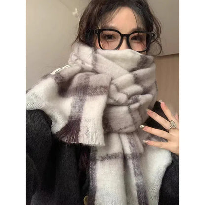 Retro koreanischen Stil Damen Schal Winter warm Quastenbesatz Nachahmung Kaschmir Schal Wrap Polyester frisch süß cremiger Stil So ist Leben