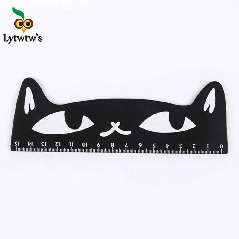 1 Stück Lytwtw's niedliches Kawaii-Lineal mit schwarzer Katze und Kätzchen, gerades Lineal, Holzwerkzeuge, Cartoon, Nähen, Zeichnen, Büro, Schule, Schreibwaren - So ist Leben