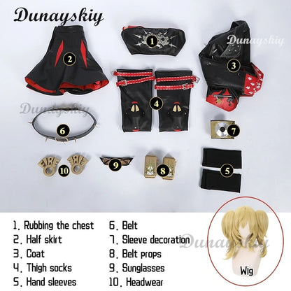 Burnice Weißes Cosplay-Kostüm, Perücke, Haar, Zenless Zone Zero, Rollenspiel, Halloween-Party, Brille, Frau, Comic-Con-Verkleidung, Kampfset So ist Leben