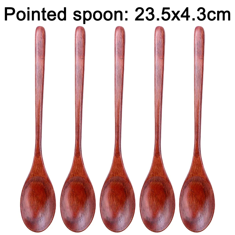 10/1Pcs Holz Tee Löffel Kochen Rühren Suppe Scoop Lange Hand Ellipse Küche Geschirr Set Kaffee Dessert Honig rühren Teelöffel So ist Leben