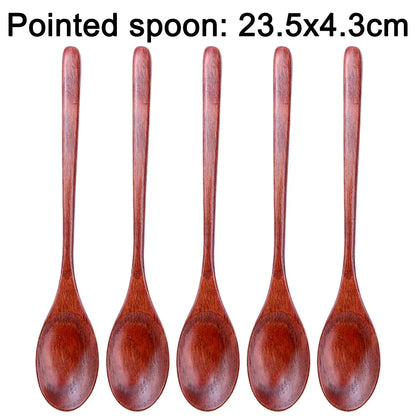 10/1Pcs Holz Tee Löffel Kochen Rühren Suppe Scoop Lange Hand Ellipse Küche Geschirr Set Kaffee Dessert Honig rühren Teelöffel So ist Leben