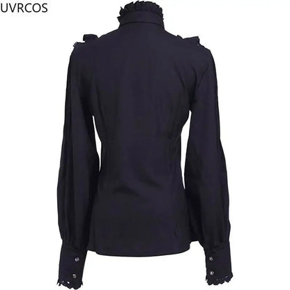 Japanische viktorianische Vintage Lolita Shirts Frauen Vintage süße Flare lange Ärmel schlanke Tops weibliche Gothic Y2k schwarz weiße Blusen - So ist Leben