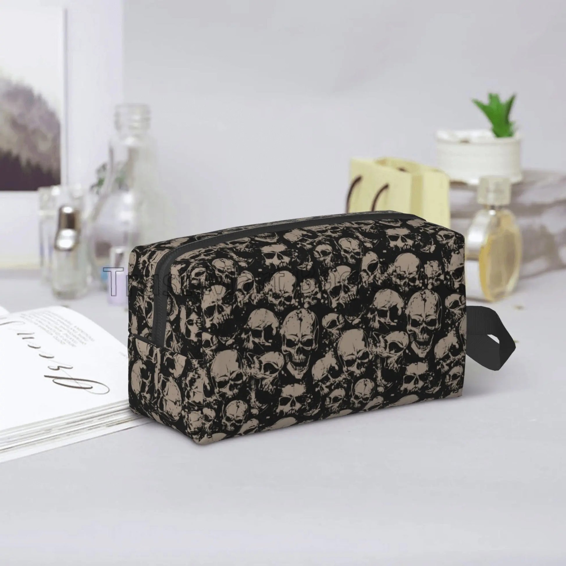 Gothic Frauen reisen Make-up Tasche Veranstalter Vintage Grunge Schädel Kosmetik tasche tragbare große wasserdichte Kultur beutel Zubehör So ist Leben