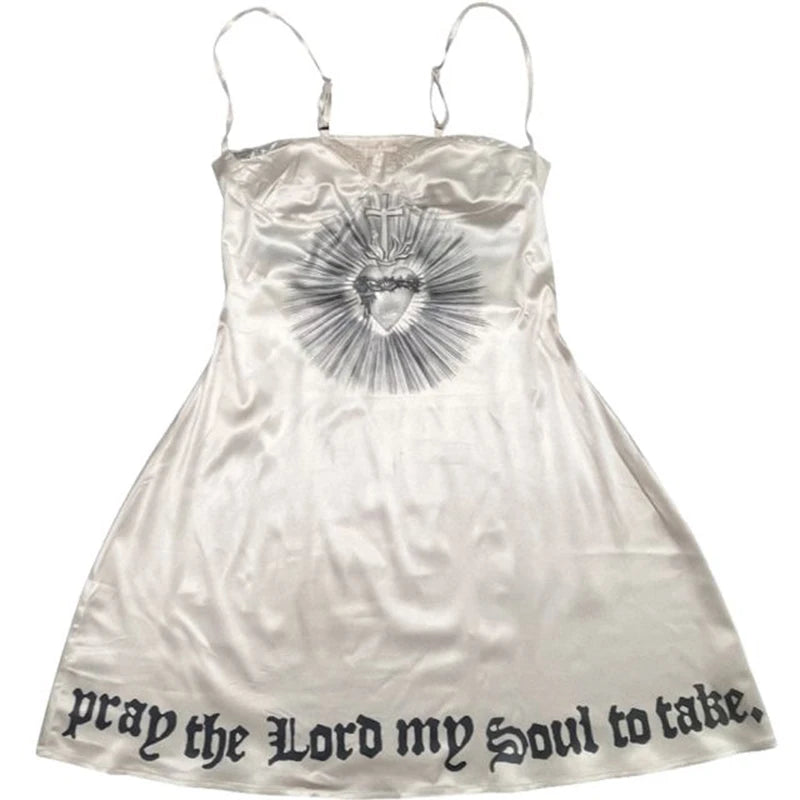 Y2k gotische ästhetische Punk-Spitze Frauen Kleid schickes Muster drucken Emo Mädchen Vintage Harajuku Streetwear Hip Hop Rock sexy schlankes Kleid So ist Leben