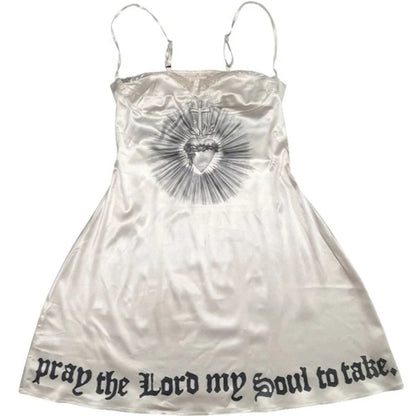 Y2k gotische ästhetische Punk-Spitze Frauen Kleid schickes Muster drucken Emo Mädchen Vintage Harajuku Streetwear Hip Hop Rock sexy schlankes Kleid So ist Leben