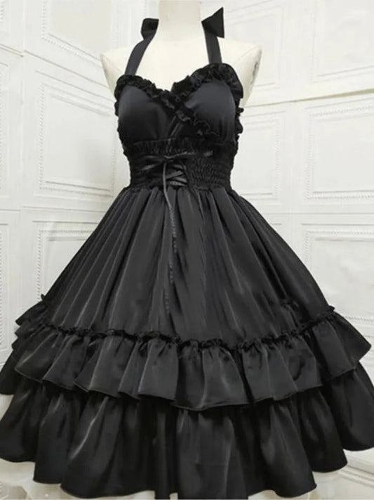 Sommer Klassische Elegante Hosenträger Kleid Lolita Solide Kawaii Lolita Retro Weiche Mädchen Tee Party JSK Hosenträger Kleid So ist Leben