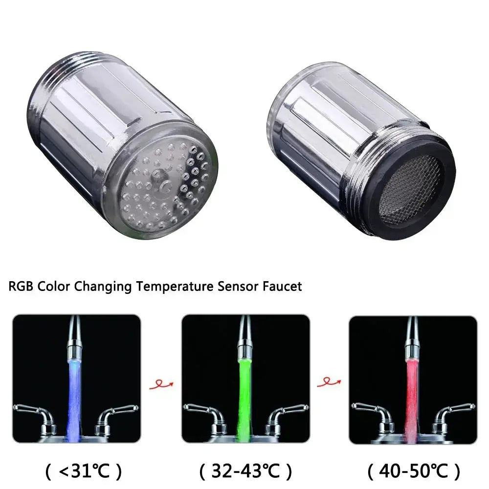 LED Water Faucet Stream Light Kitchen Bathroom Shower Tap Faucet Nozzle Head 7 Color Change Temperature Sensor Light Faucet led - So ist Leben