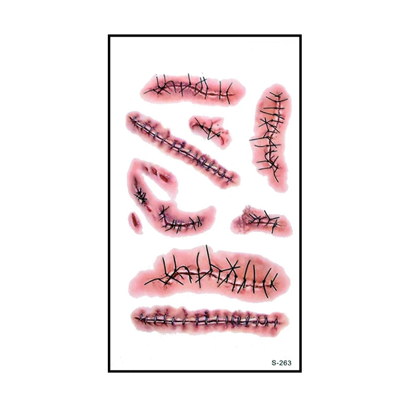 6 stücke Halloween Blutige Wunde Tattoo Aufkleber Trick Scary Wasserdicht Temporäre Tattoo DIY Gefälschte Tattoo Halloween Party Dekoration So ist Leben
