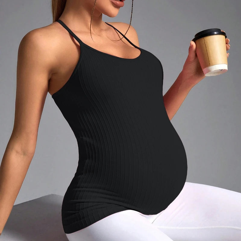 Neues Yoga-T-Shirt, gestrickt, leicht, atmungsaktiv, schweißableitend, Sport-Yoga-Kleidung für schwangere Frauen, Top mit Trägern So ist Leben