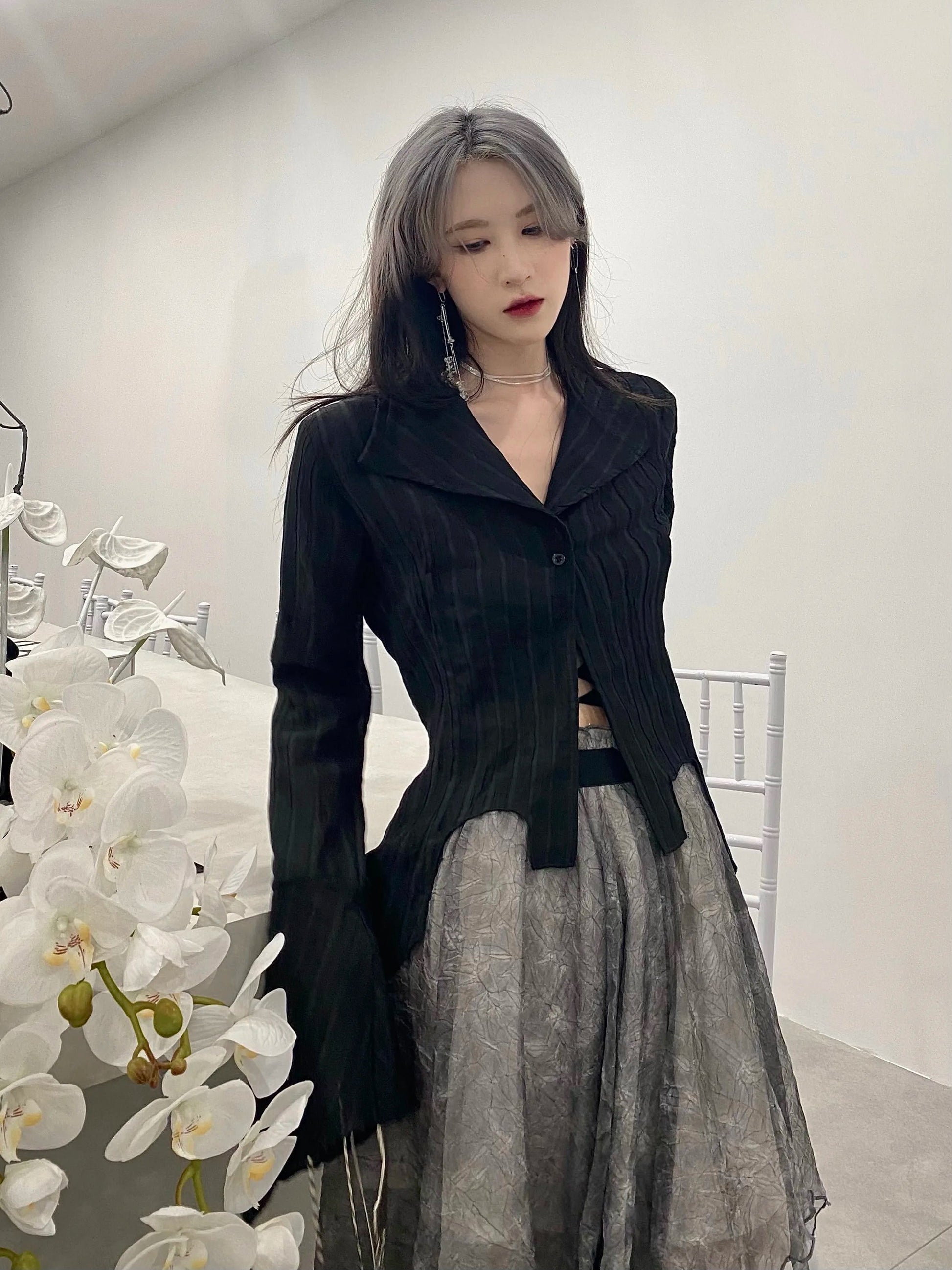 Karrram Gothic Schwarz Hemd Yamamoto Stil Dark Ästhetischen Bluse Frauen Unregelmäßigen Designer Kleidung Emo Alt Kleidung Grunge Tops Y2k So ist Leben