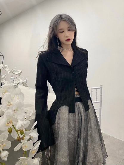 Karrram Gothic Schwarz Hemd Yamamoto Stil Dark Ästhetischen Bluse Frauen Unregelmäßigen Designer Kleidung Emo Alt Kleidung Grunge Tops Y2k So ist Leben