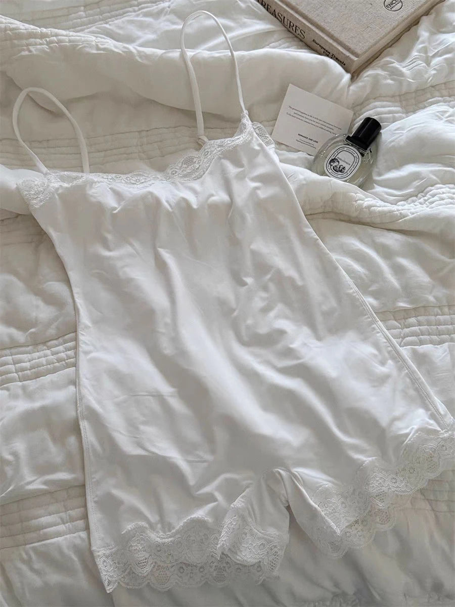 Spitze Trim Schlank Playsuits Frau Hohe Elastizität Verstellbaren Riemen Dünne Body Solide Mode Streetwear Glatte einteiliges Tops So ist Leben