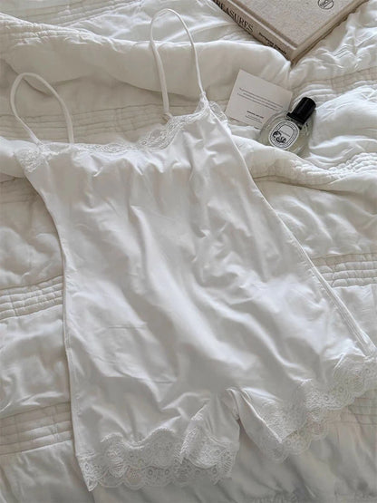 Spitze Trim Schlank Playsuits Frau Hohe Elastizität Verstellbaren Riemen Dünne Body Solide Mode Streetwear Glatte einteiliges Tops So ist Leben