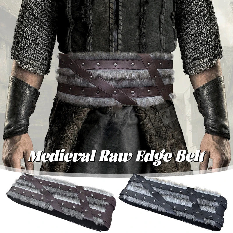 Mittelalter licher Wikinger Ritter breiter Gürtel Kunst pelz Pu Leder Hüftgurt Gothic Nordic Viking Renaissance Rüstung Cosplay Bühne Requisiten So ist Leben