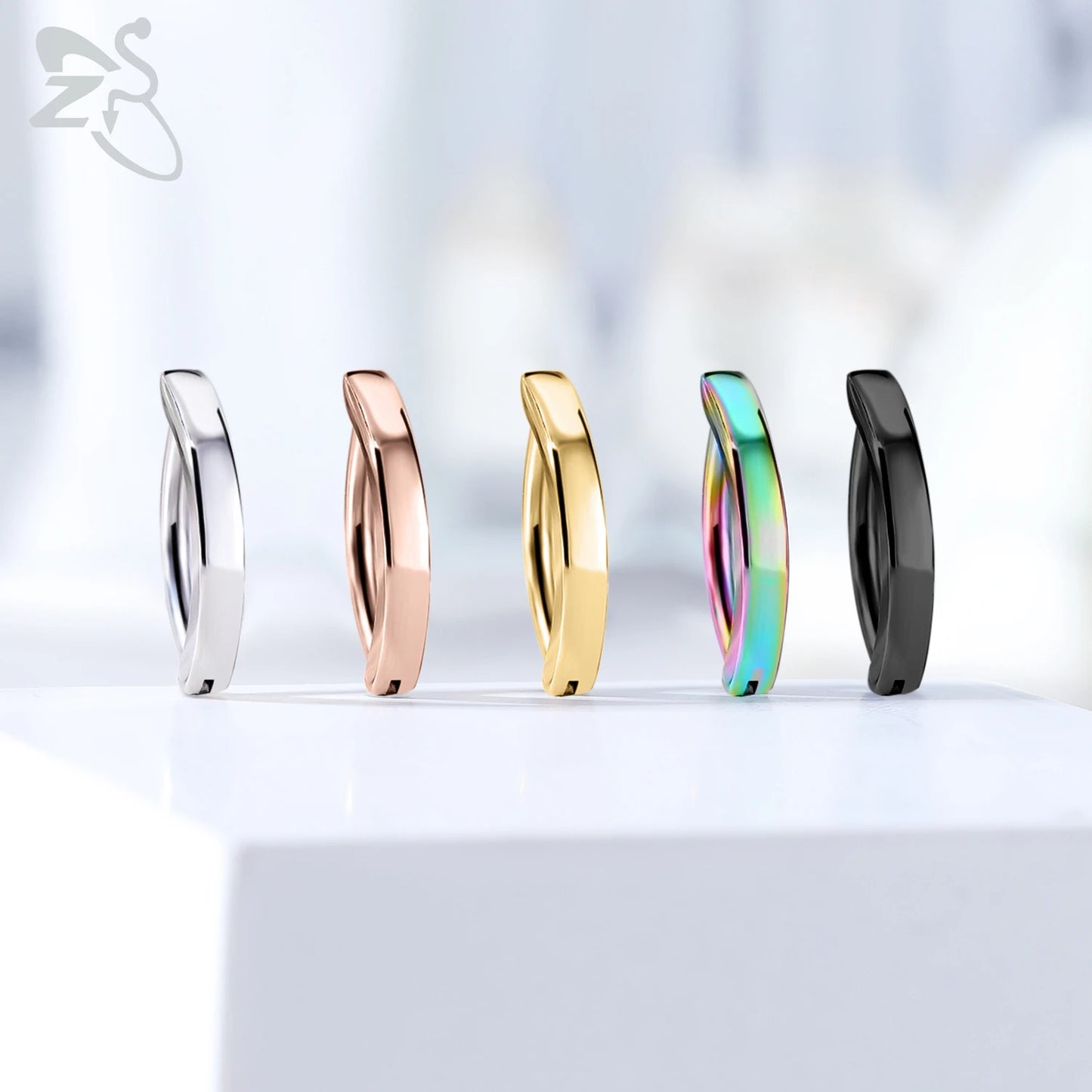 ZS 1 PC 14G/16G Edelstahl Clicker Bauchnabel Ring Frauen Gold Farbe Reverse gebogene Nabel Barbell Körper Schmuck 8/10/12 MM So ist Leben