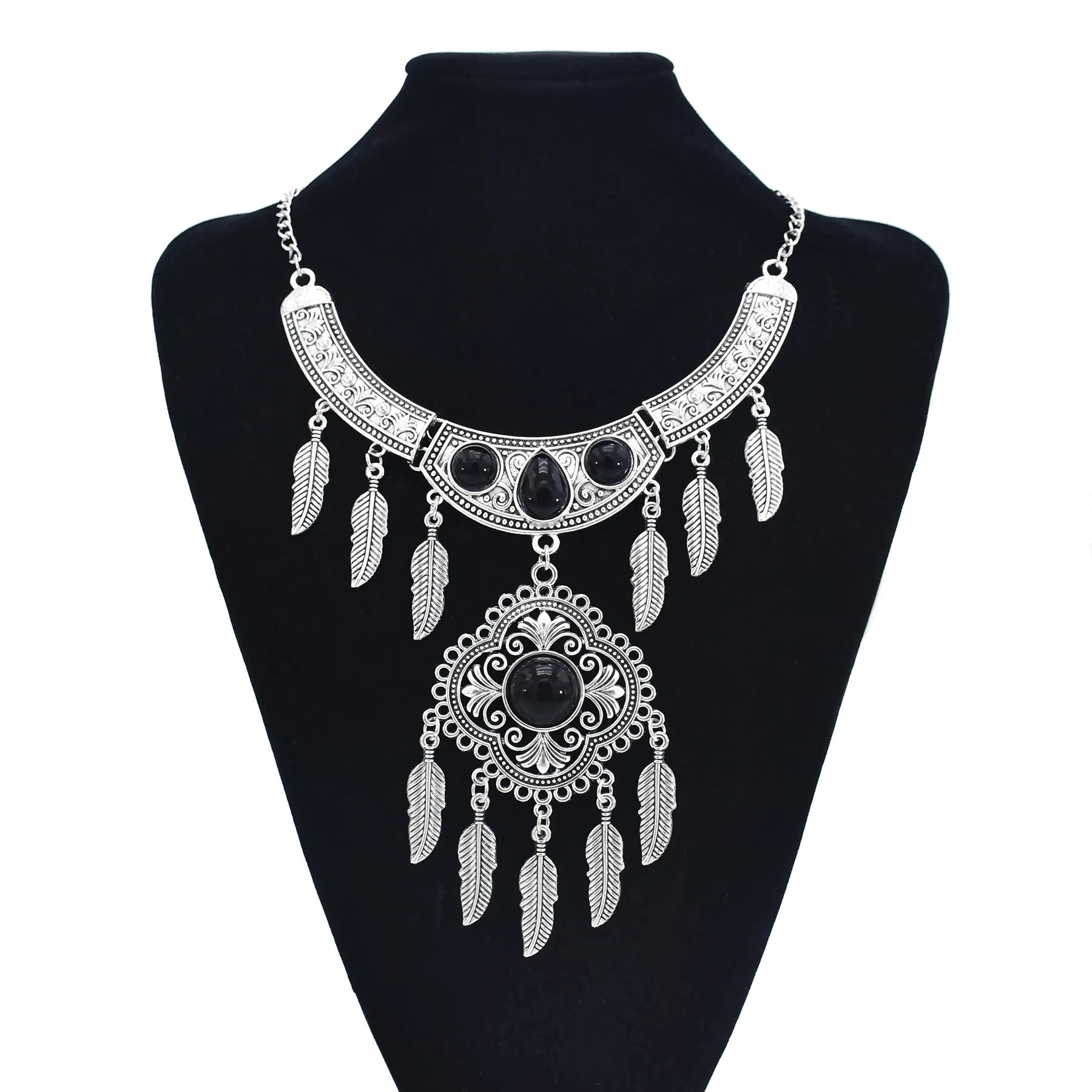Türkei Bohemian Schwarz Blau Stein Ethnische Münze Quaste Halskette Türkische Gypsy Boho Strand Halsband Lätzchen Indien Halskette für Frauen Party So ist Leben