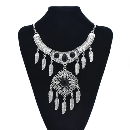 Türkei Bohemian Schwarz Blau Stein Ethnische Münze Quaste Halskette Türkische Gypsy Boho Strand Halsband Lätzchen Indien Halskette für Frauen Party So ist Leben