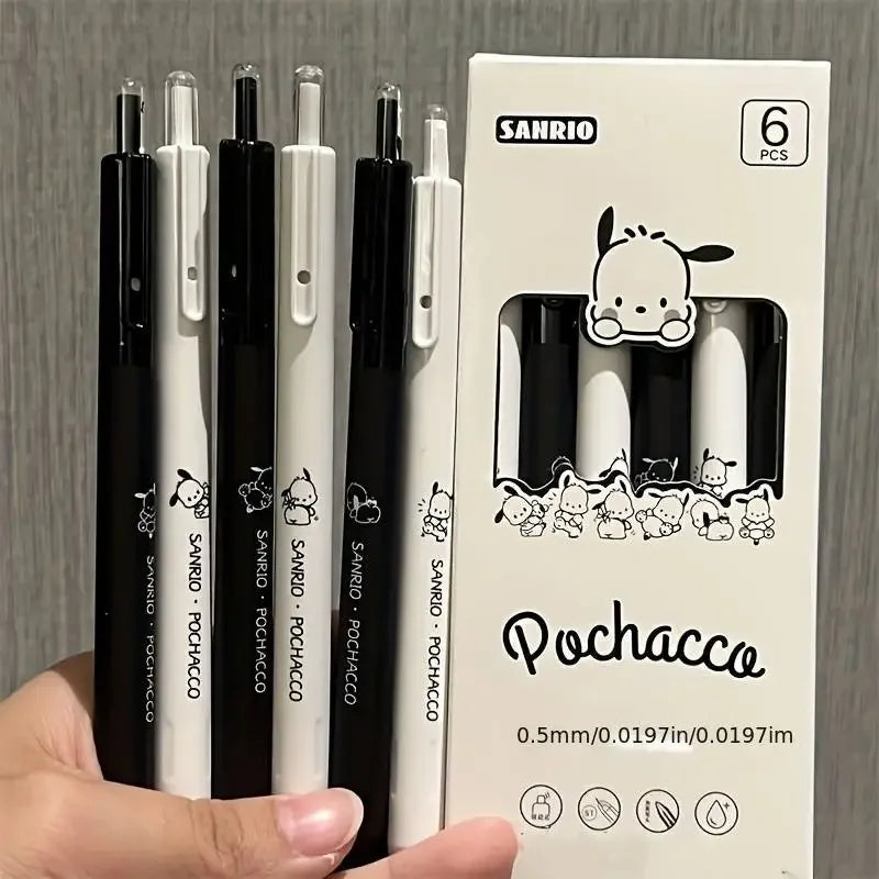 6 Stück/Set Sanrio Gelstift Hello Kitty Kuromi Niedliches Komplettset Schwarzer Gelstift Schnelltrocknender Kugelschreiber für Schüler Geburtstagsgeschenk - So ist Leben