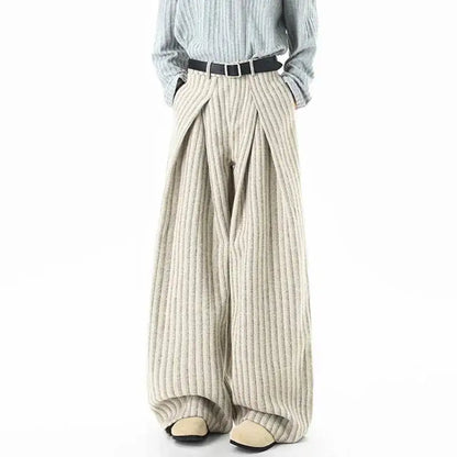 IEFB Nische Design männer Casual Hosen Gestreiften Kontrast Farbe Woolen Plissee Lose Gerade Breite Bein Casual Männliche Hosen 9X1633 So ist Leben