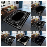 Gothic Schwarz Weiß Teppich Matte Teppich Vintage Muster Rutschfeste Bodenmatte für Wohnzimmer Schlafzimmer Dekoration Kann als Geschenk gegeben werden - So ist Leben